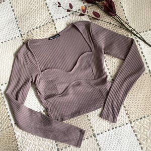 ZARA | Light Purple Plunge Crop Top